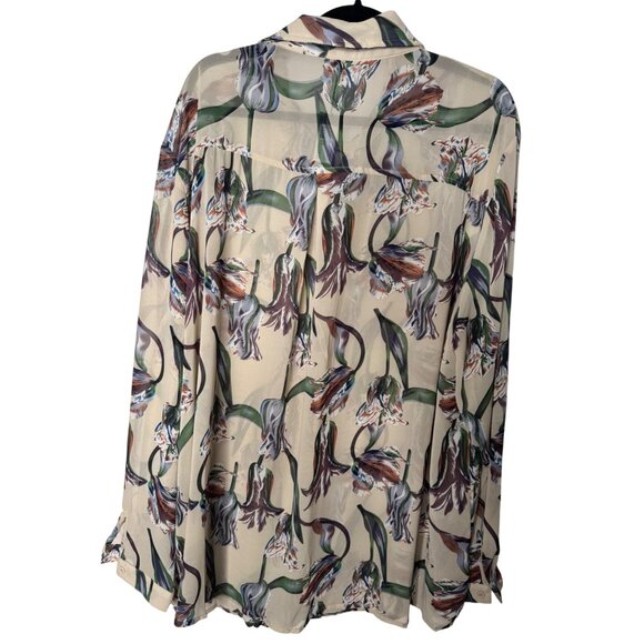 NWT PrettyLittleThing Plus 22 Sheer Floral Button-Up Blouse - Picture 8 of 15